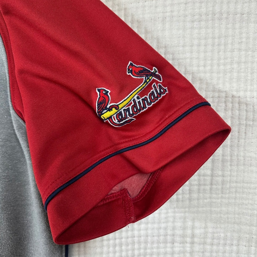 Vtg Nike St Louis Cardinals Mens Jersey Baseball MLB Button Up Grey Red Size L - Picture 4 of 10